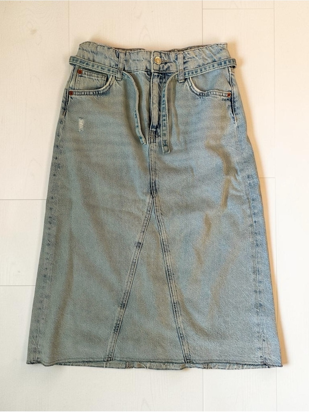 Zara Light Blue Denim Midi Skirt Girls Size 11/12